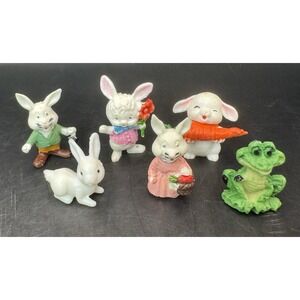 Lot Of 6 Spring Easter Miniature Figures Trinket Shelf/Dollhouse Decor